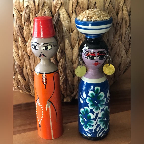 Antique Egyptian Handmade Spindle Wood Set - Picture 2 of 9